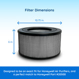 Honeywell air purifier filter dimensions, Honeywell 20500 Air Purifier Filter Replacement, Honeywell 10500 HEPA filter, Honeywell 17000 HEPA filter, Honeywell 17005 HEPA filter